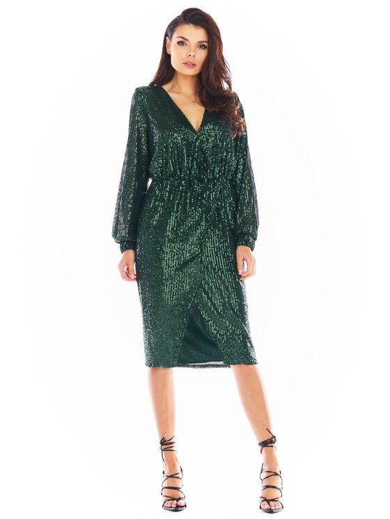 Awama Awama Sukienka wieczorowa A399 Zielony Basic Fit