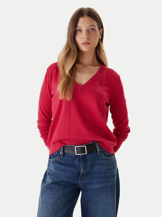 Tommy Jeans Tommy Jeans Pulover Essential DW0DW19888 Roza Regular Fit