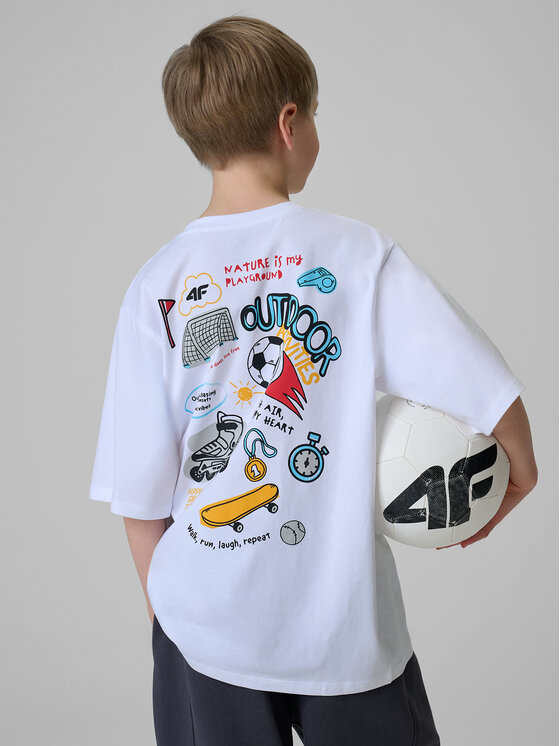 4F 4F T-Shirt PLAY SEASON Biały Loose Fit