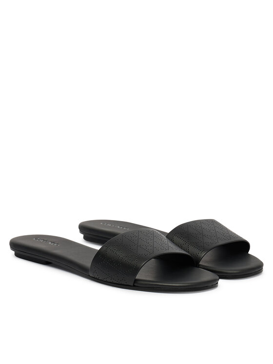 Calvin Klein Calvin Klein Nazouváky Org Flat Sndl One Bar Lth Aop HW0HW02857 Černá