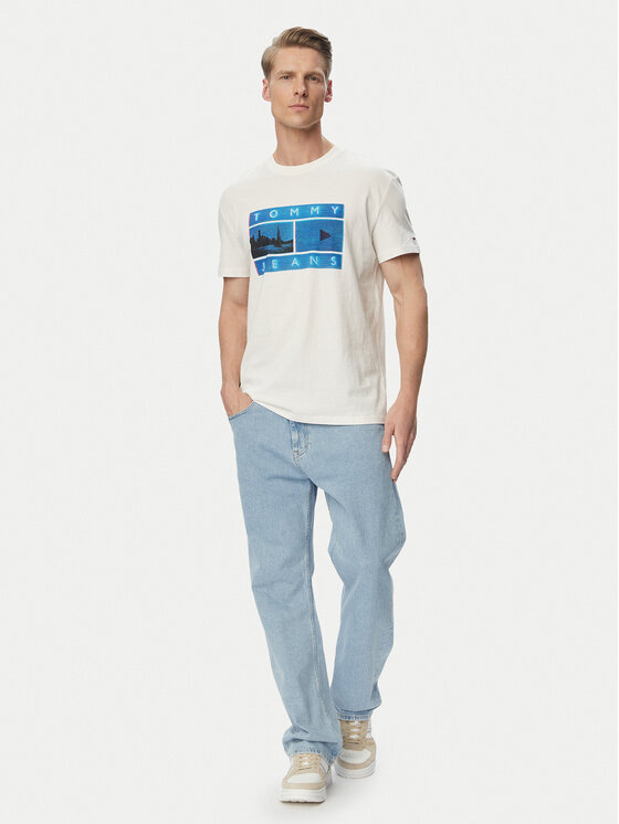 Tommy Jeans Tommy Jeans T-Shirt Photo Flag DM0DM23191 Weiß Regular Fit