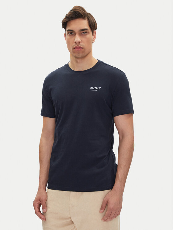 Mustang Mustang T-Shirt Austin 1016273 Dunkelblau Regular Fit