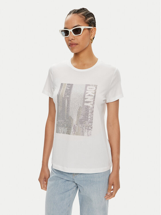 DKNY DKNY Marškinėliai P4DHQWNA Balta Regular Fit