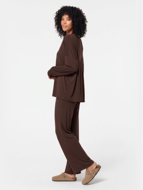 BASICLO BASICLO Longsleeve W-2309-212 Brązowy Oversize