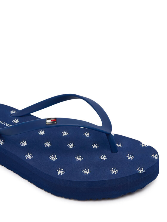Tommy Hilfiger Tommy Hilfiger Žabky Repeat Logo Platform FW0FW09199 Tmavomodrá