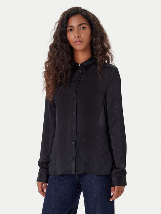 Guess Guess Πουκάμισο W5YH1A WHCR2 Μαύρο Regular Fit