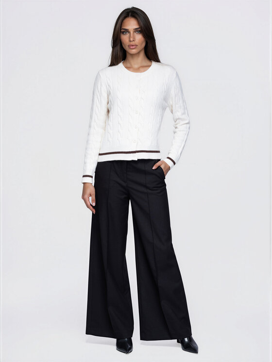 Ombre Ombre Kardigan OW-SW-E0028 Kremowy Slim Fit