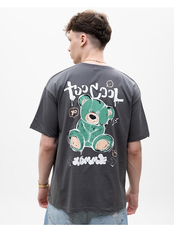MyStars MyStars T-Shirt Koszulka Z Krótkim Rękawem Męska Szara MyStars Too Cool Miś S Szary Regular Fit