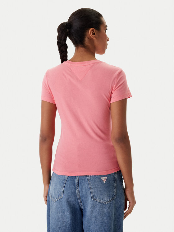 Tommy Jeans Tommy Jeans Marškinėliai DW0DW22273 Rožinė Slim Fit