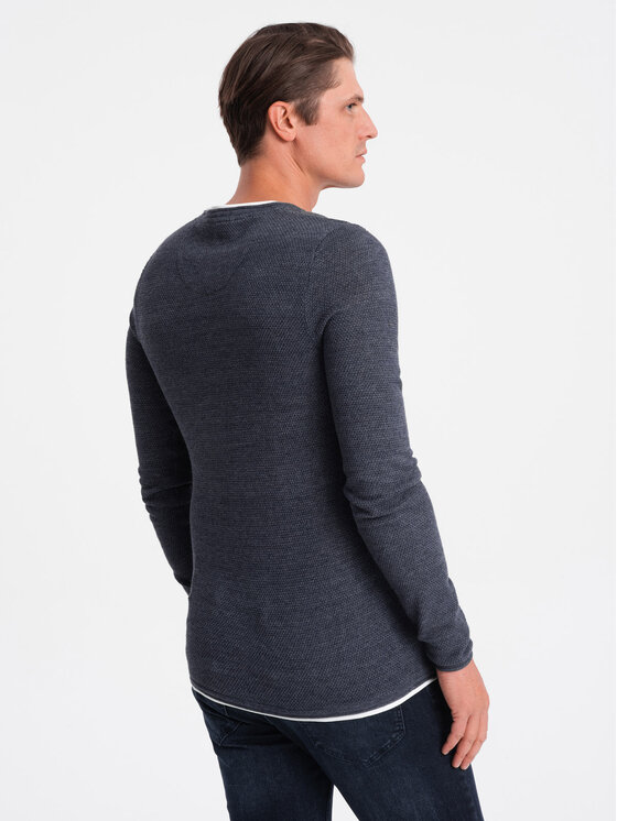 Ombre Ombre Sweter OM-SWSW-0103 Granatowy Classic Fit