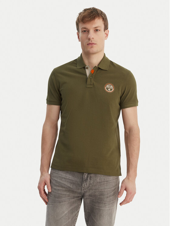 Napapijri Tricou polo E-Clanis NP0A4ID3 Verde Regular Fit