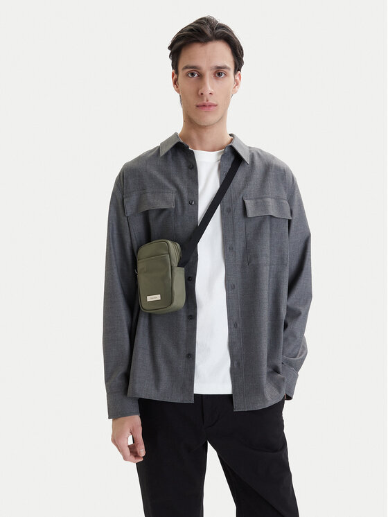 Calvin Klein Geantă crossover Sleek Slim Reporter LV04D3233G Verde