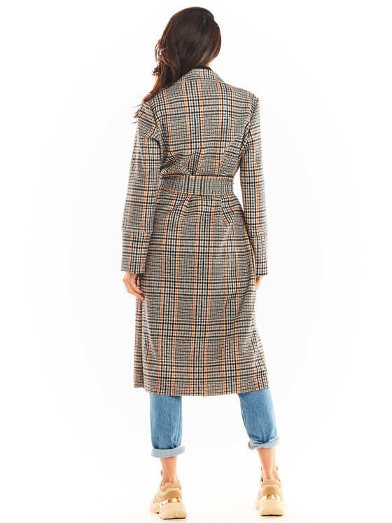 Awama Awama Płaszcz A368 Granatowy Basic Fit