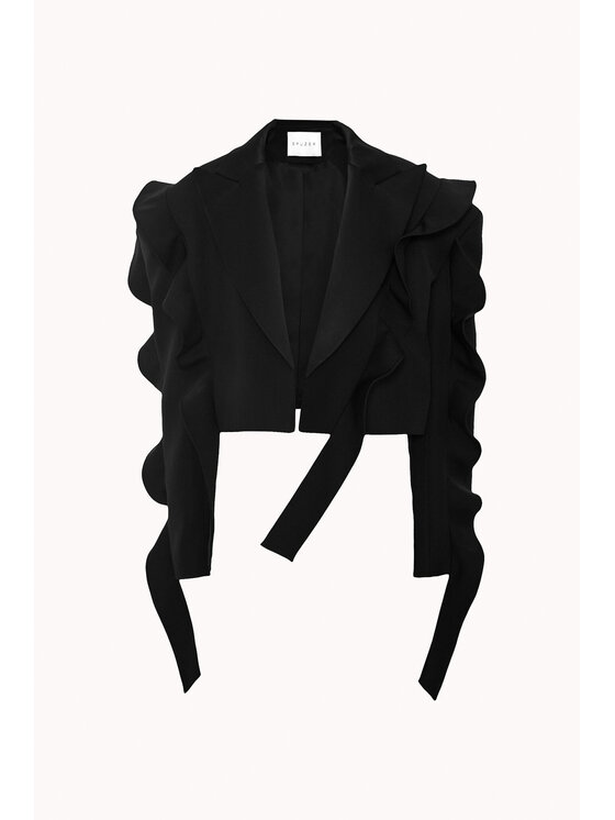 Epuzer Epuzer Marynarka Ruffled wool Czarny Standard Fit