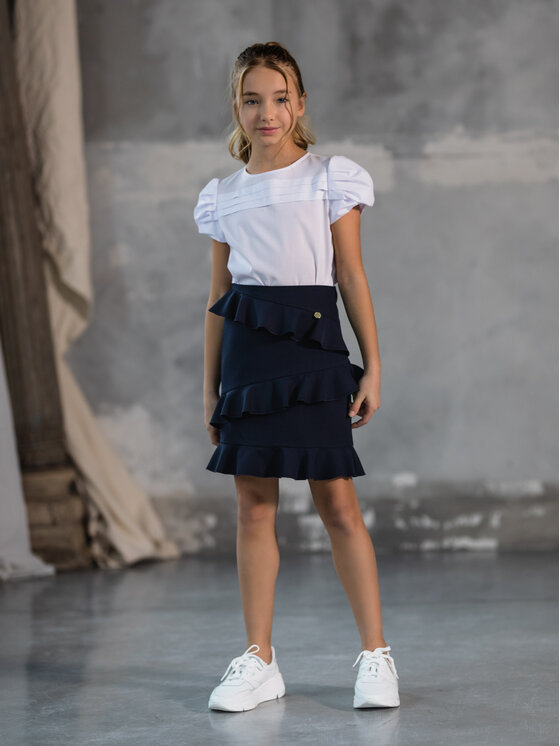 SLY SLY Spódnica 3S-302B Granatowy Comfortable Fit