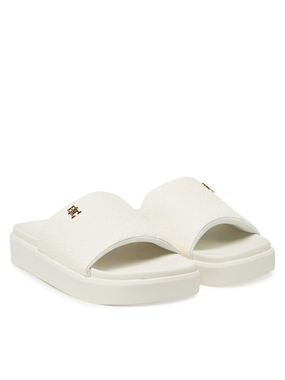 Tommy Hilfiger Tommy Hilfiger Şlapi Platform Monogram Poolslide FW0FW08526 Alb