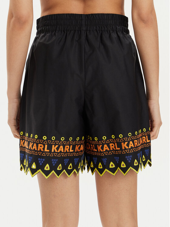 KARL LAGERFELD KARL LAGERFELD Шорти от плат 241W1003 Черен Regular Fit