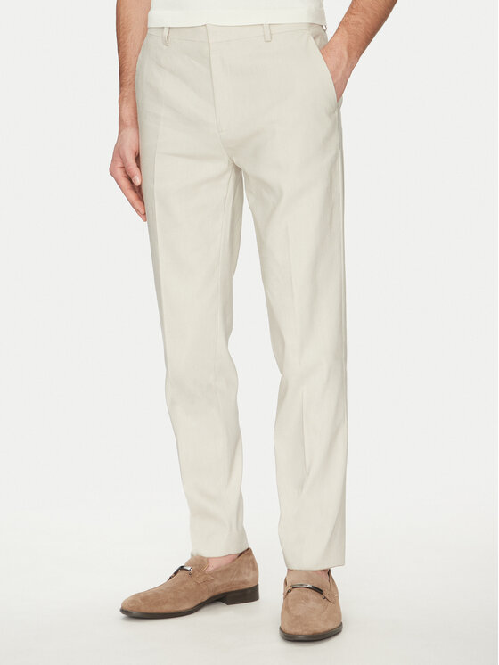 Calvin Klein Calvin Klein Kalhoty z materiálu K10K114400 Béžová Slim Fit