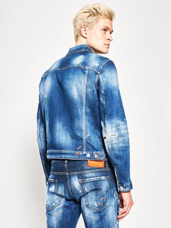 Dsquared2 Dsquared2 Teksajakk Macchia Dan Denim S74AM1027.S30342 Tumesinine Regular Fit