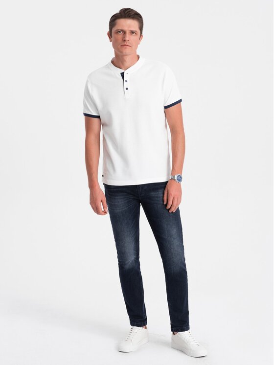 Ombre Ombre T-Shirt OM-TSCT-0156 Biały Regular Fit