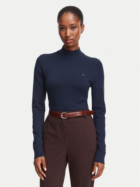 Tommy Hilfiger Tommy Hilfiger Sweter WW0WW51383 Granatowy Regular Fit