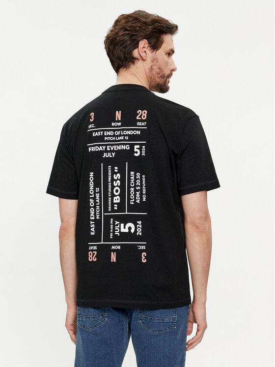 Boss Tricou Te_Records 50515553 Negru Relaxed Fit