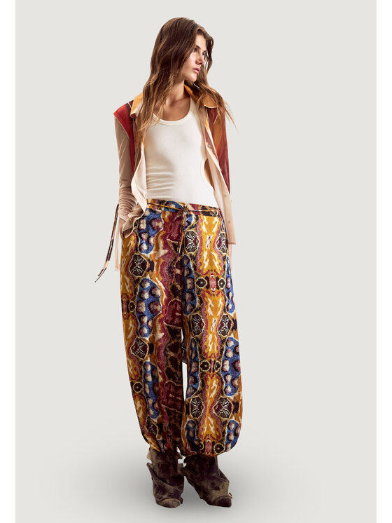 Desigual Desigual Παντελόνι Palazzo PANT_BEATTLE PALAZZ Κίτρινο Casual Fit