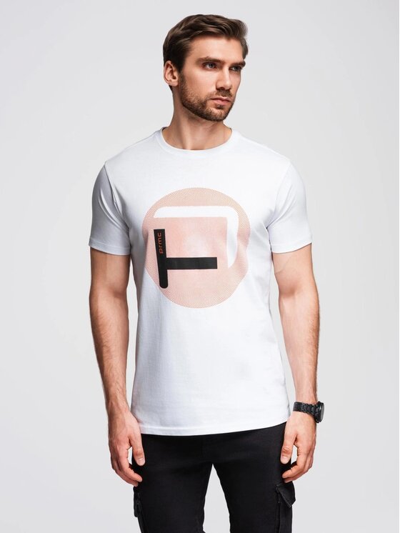 Ombre Ombre T-Shirt OM-TSPT-0245 Biały Regular Fit