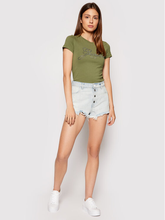 T-shirt Selina W1YI85 J1311 Verde Slim Fit