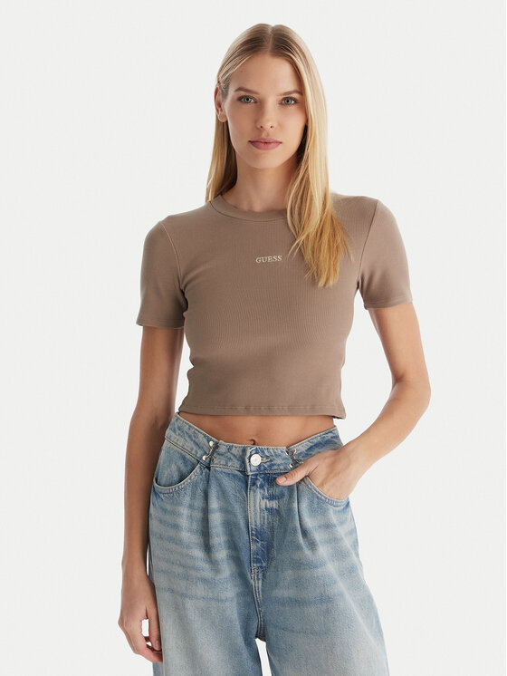 Guess Guess Póló V5YP08 K8RT2 Khaki Slim Fit