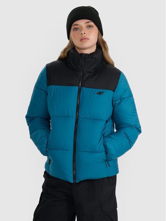 4F 4F Kurtka puchowa MULTI ACTIVE Turkusowy Regular Fit