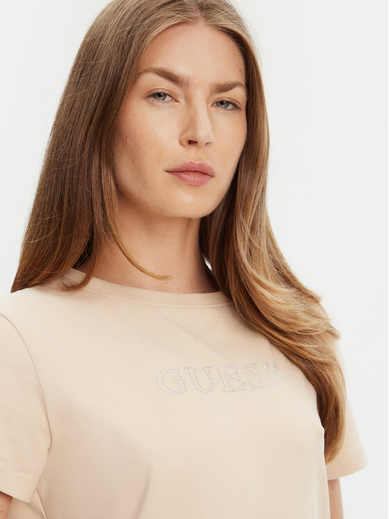 Guess Guess T-Shirt V3BI11 J1314 Beżowy Regular Fit