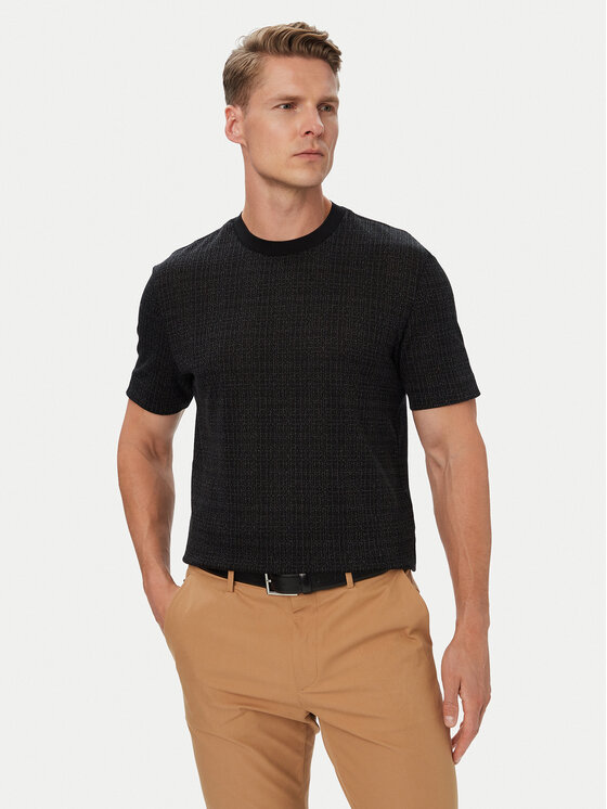 BOSS Tricou H-Thompson 181 50565299 Negru Regular Fit