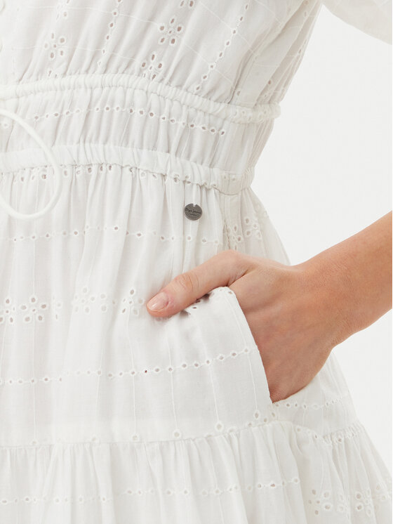 Pepe Jeans Pepe Jeans Sommerkleid Day PL953694 Weiß Regular Fit