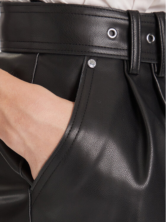 Morgan Morgan Pantaloncini in similpelle 242-SHOANE Nero Slim Fit