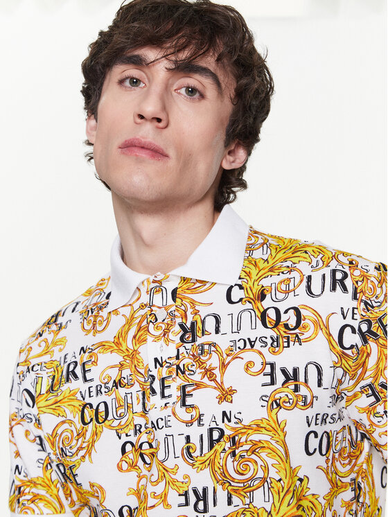 Versace Jeans Couture Versace Jeans Couture Тениска с яка и копчета 74GAG6S0 Бял Regular Fit