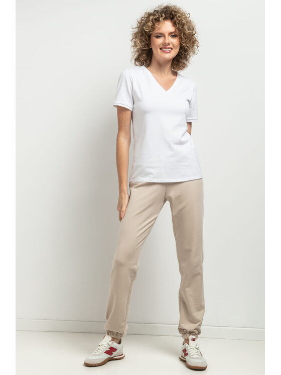 Tessita Tessita Bluzka T394 Biały Slim Fit