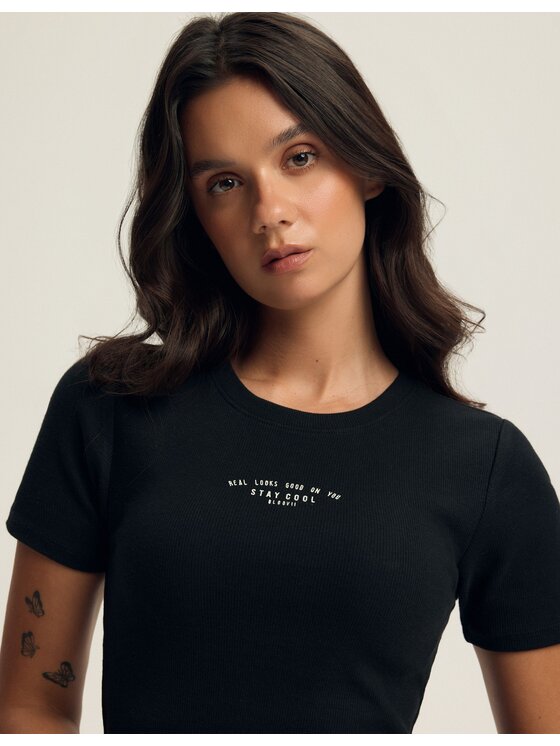 Esotiq Esotiq T-Shirt 44365 Czarny Regular Fit
