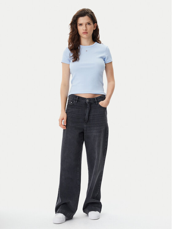 Tommy Jeans Tommy Jeans T-Shirt Essential DW0DW17383 Błękitny Slim Fit