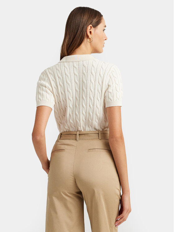 LAUREN RALPH LAUREN LAUREN RALPH LAUREN Тениска с яка и копчета 200932224001 Екрю Slim Fit