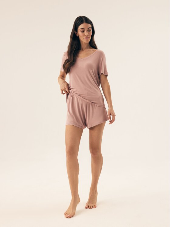 Esotiq Esotiq Piżama 42409 Różowy Classic Fit