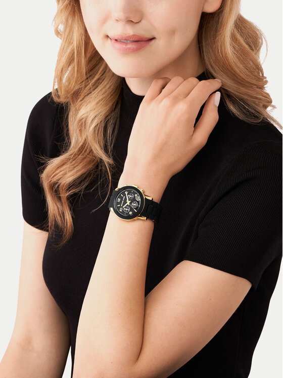 Michael kors black chronograph watch best sale