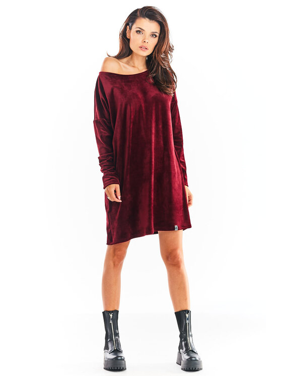 Awama Awama Vestito di maglia A370 Bordeaux Basic Fit
