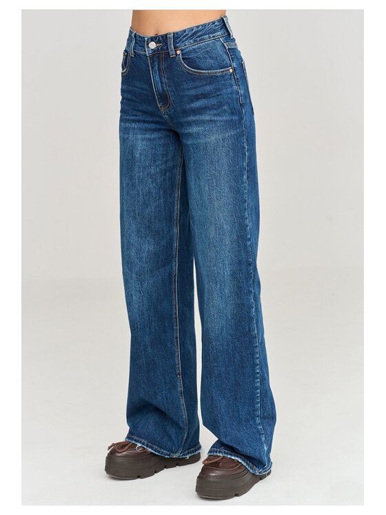 Makadamia Makadamia Jeansy C108 Niebieski Loose Fit