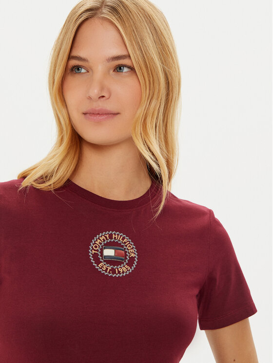 Tommy Hilfiger Tommy Hilfiger Marškinėliai Nautical Graphic WW0WW43652 Vyšninė Slim Fit