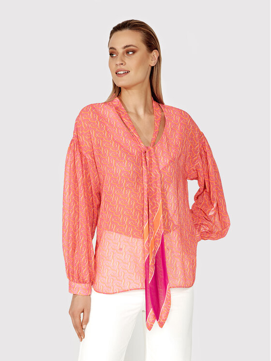 Simple Bluză KOD012 Roz Relaxed Fit