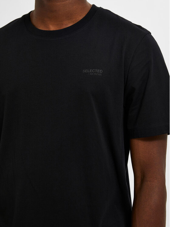 Selected Homme Selected Homme Marškinėliai Aspen 16087858 Juoda Regular Fit