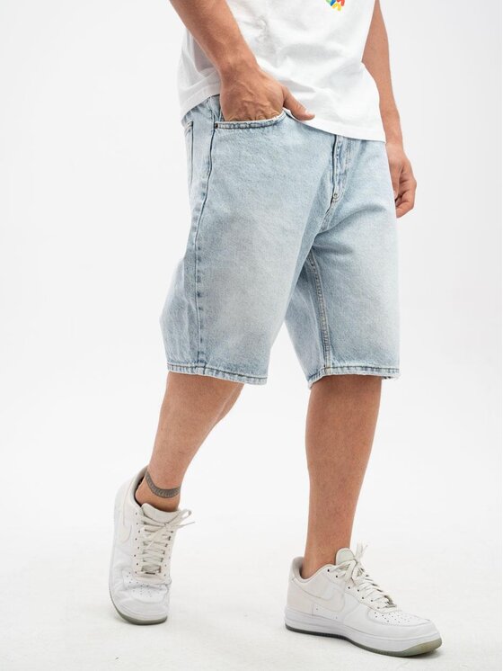 Szorty jeansowe Jigga Wear, Rozmiar 36, Niebieskie, Krótkie Spodenki Jeansowe Męskie Jasne Niebieskiee / Złote Jigga Wear Crown 36