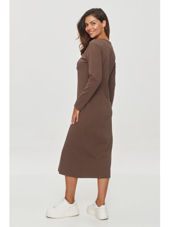 Makadamia Makadamia Sukienka codzienna M845 Brązowy Regular Fit