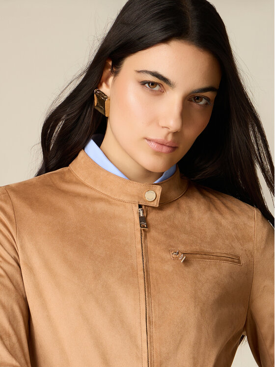 Oltre Oltre Giacca in similpelle R363R102486N002 Crema Slim Fit